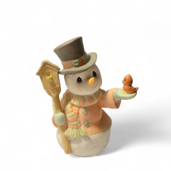 Precious Moments Home For The Holidays Snowman Porcelain Figurine Collectible - Picture 1 of 5